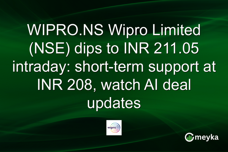 WIPRO.NS Wipro Limited (NSE) dips to INR 211.05 intraday: short-term support at INR 208, watch AI deal updates