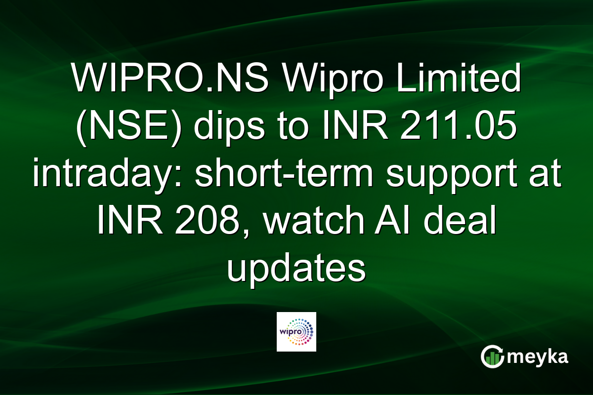 WIPRO.NS Wipro Limited (NSE) dips to INR 211.05 intraday: short-term support at INR 208, watch AI deal updates