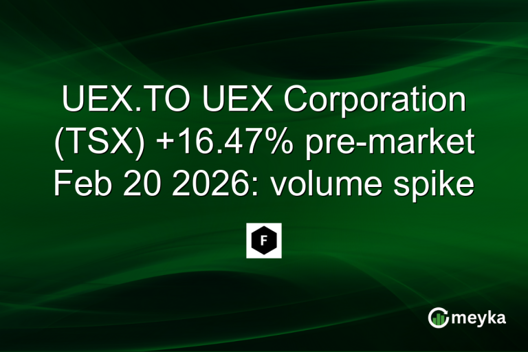 UEX.TO UEX Corporation (TSX) +16.47% pre-market Feb 20 2026: volume spike