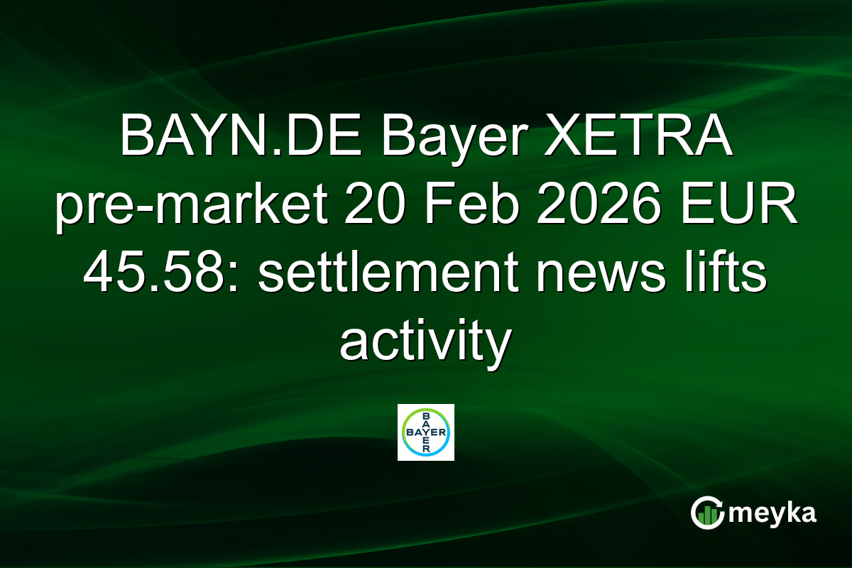BAYN.DE Bayer XETRA pre-market 20 Feb 2026 EUR 45.58: settlement news lifts activity