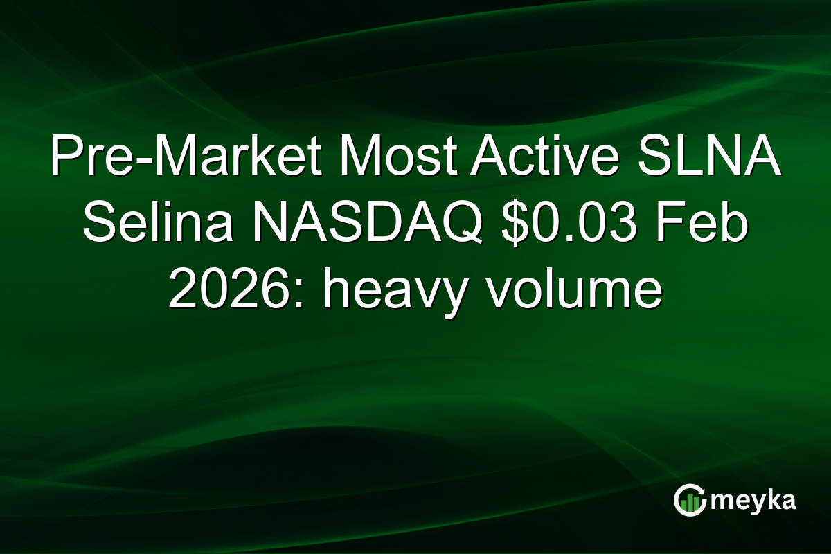 Pre-Market Most Active SLNA Selina NASDAQ $0.03 Feb 2026: heavy volume