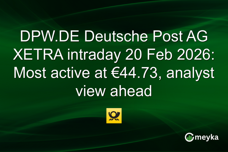 DPW.DE Deutsche Post AG XETRA intraday 20 Feb 2026: Most active at €44.73, analyst view ahead