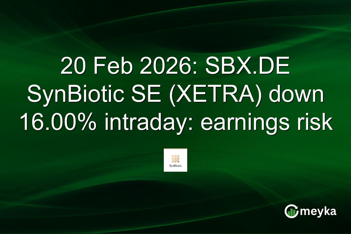 20 Feb 2026: SBX.DE SynBiotic SE (XETRA) down 16.00% intraday: earnings risk