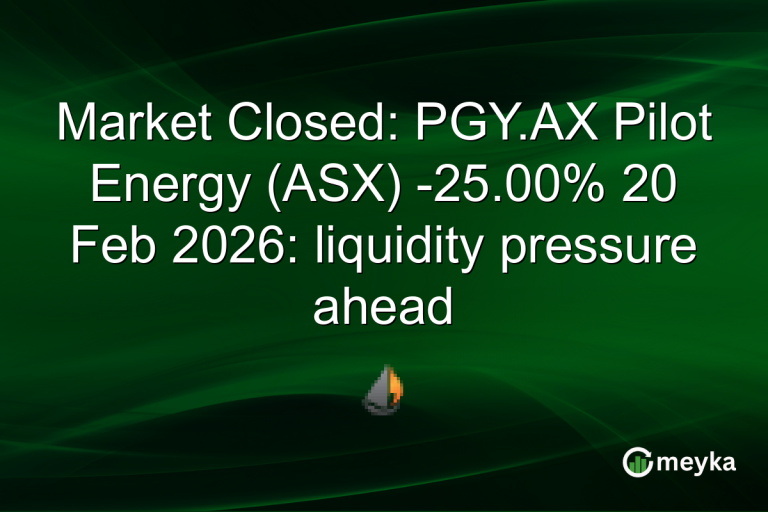 Market Closed: PGY.AX Pilot Energy (ASX) -25.00% 20 Feb 2026: liquidity pressure ahead