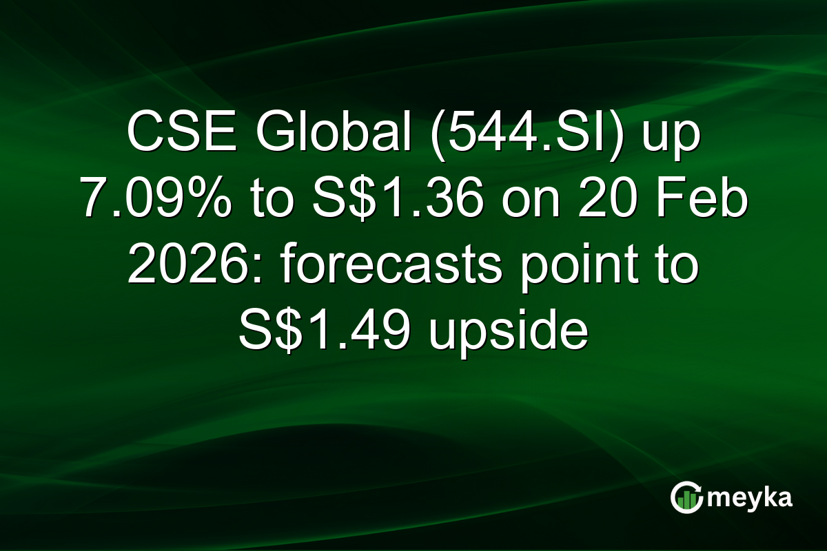 CSE Global (544.SI) up 7.09% to S$1.36 on 20 Feb 2026: forecasts point to S$1.49 upside