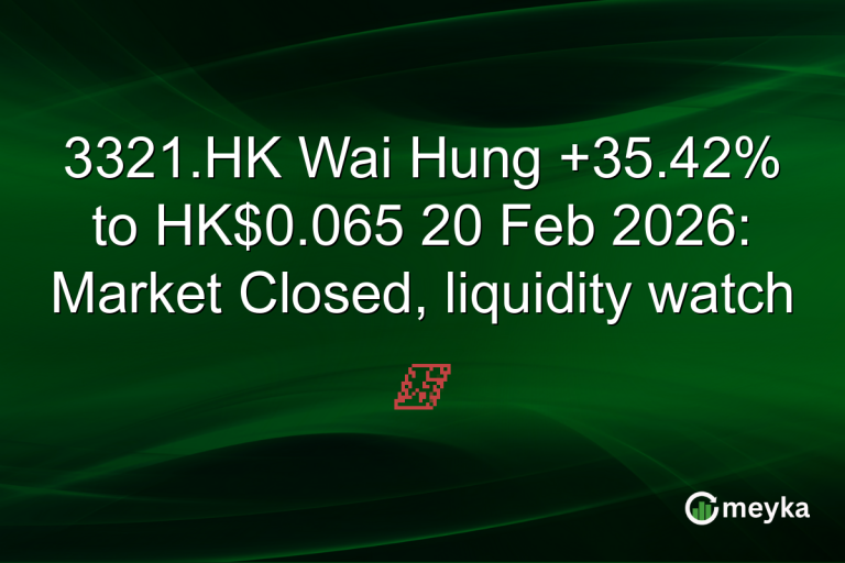 3321.HK Wai Hung +35.42% to HK$0.065 20 Feb 2026: Market Closed, liquidity watch