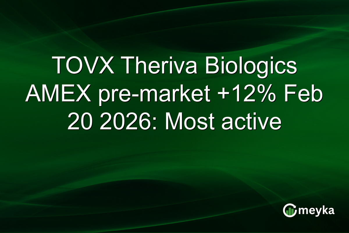 TOVX Theriva Biologics AMEX pre-market +12% Feb 20 2026: Most active