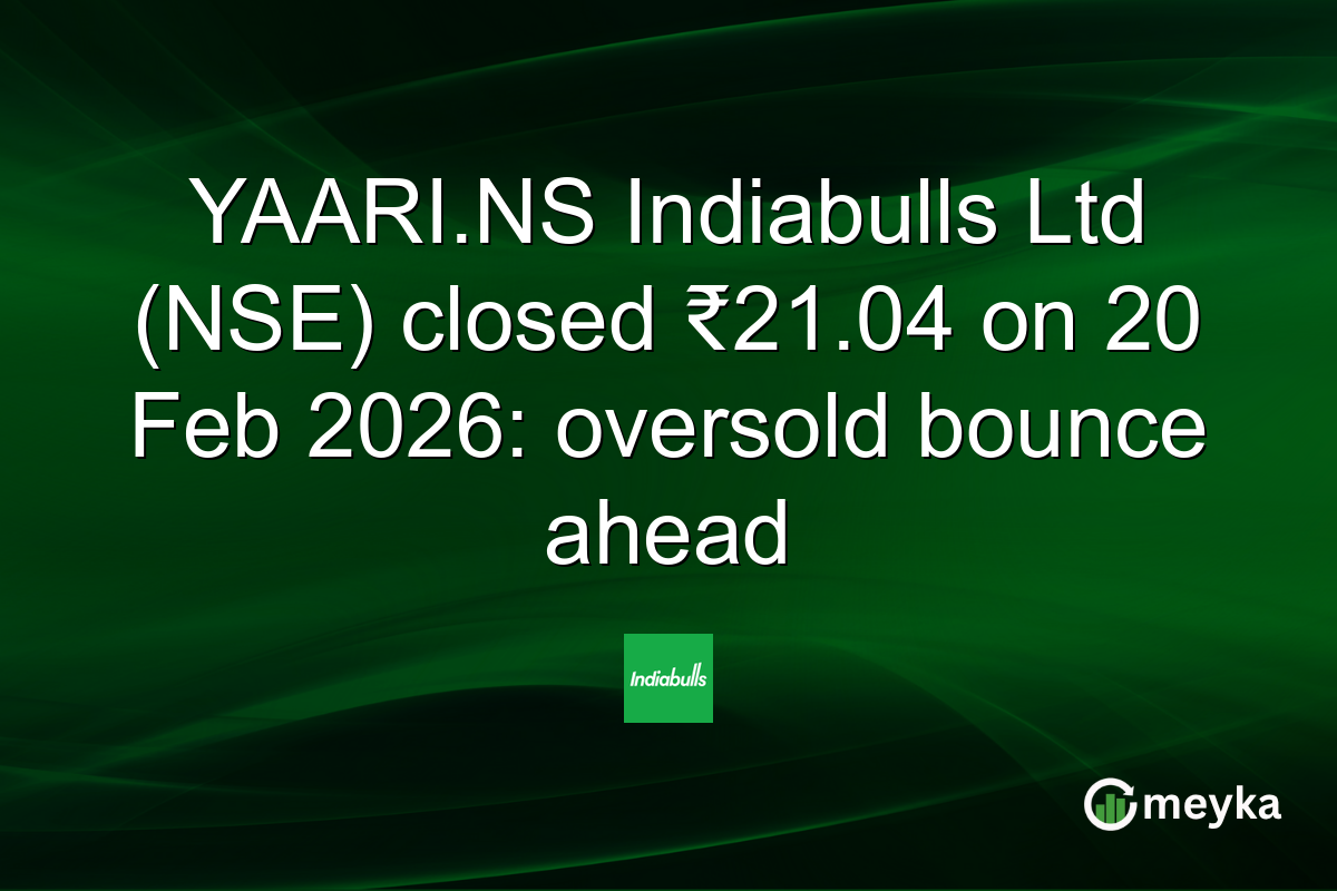 YAARI.NS Indiabulls Ltd (NSE) closed ₹21.04 on 20 Feb 2026: oversold bounce ahead