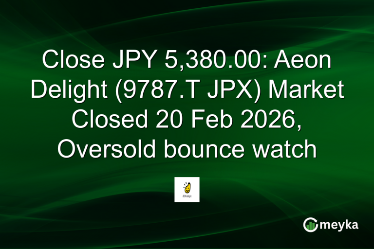 Close JPY 5,380.00: Aeon Delight (9787.T JPX) Market Closed 20 Feb 2026, Oversold bounce watch