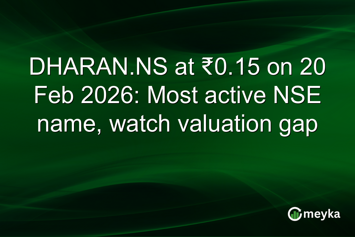 DHARAN.NS at ₹0.15 on 20 Feb 2026: Most active NSE name, watch valuation gap