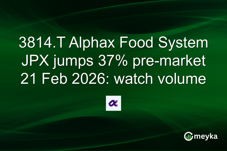 3814.T Alphax Food System JPX jumps 37% pre-market 21 Feb 2026: watch volume