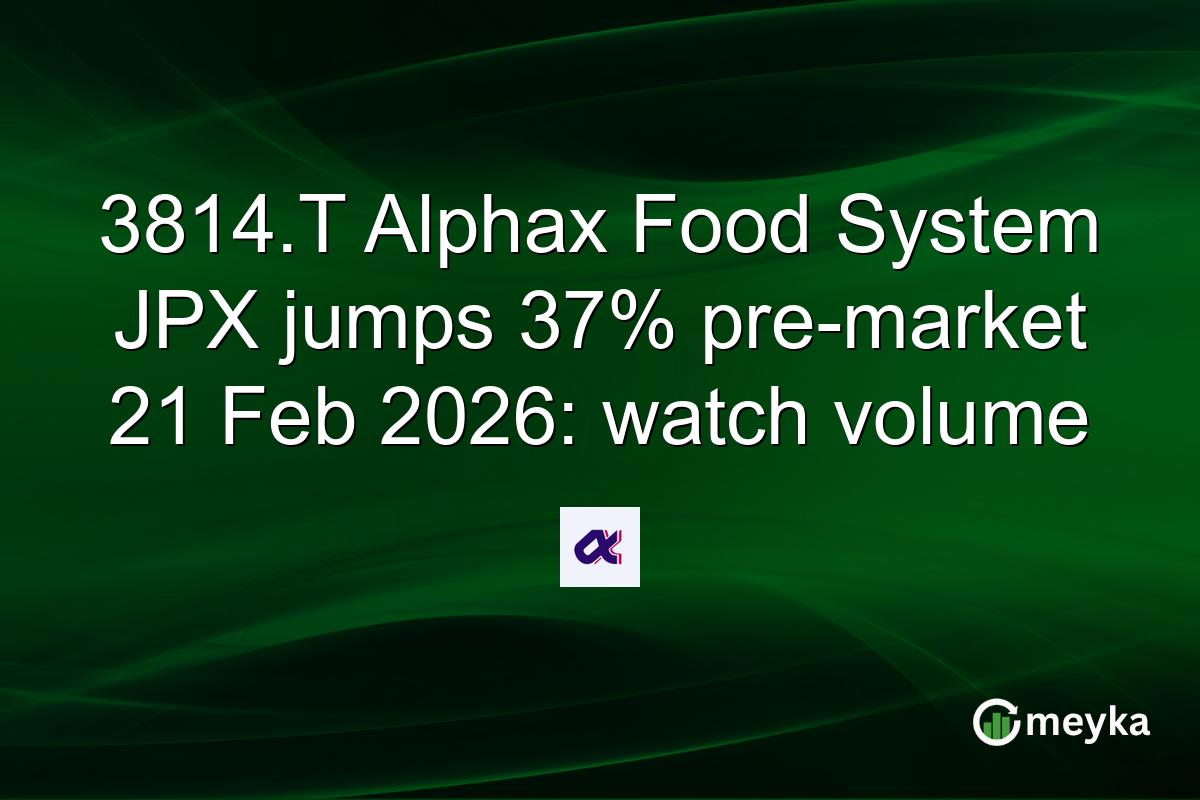 3814.T Alphax Food System JPX jumps 37% pre-market 21 Feb 2026: watch volume