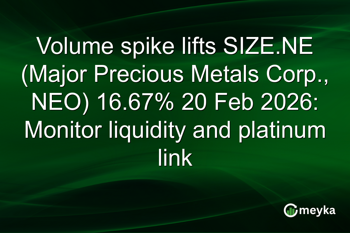 Volume spike lifts SIZE.NE (Major Precious Metals Corp., NEO) 16.67% 20 Feb 2026: Monitor liquidity and platinum link
