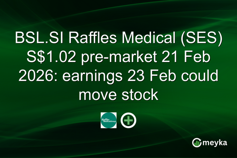 BSL.SI Raffles Medical (SES) S$1.02 pre-market 21 Feb 2026: earnings 23 Feb could move stock