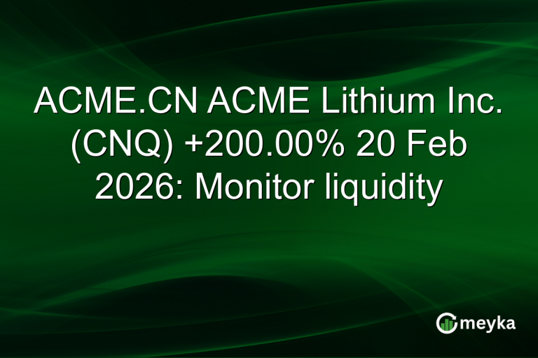 ACME.CN ACME Lithium Inc. (CNQ) +200.00% 20 Feb 2026: Monitor liquidity