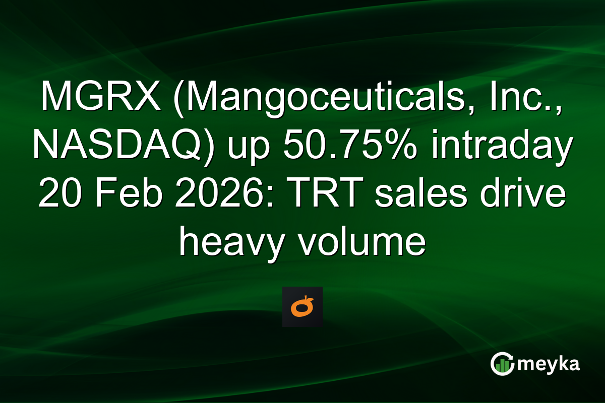 MGRX (Mangoceuticals, Inc., NASDAQ) up 50.75% intraday 20 Feb 2026: TRT sales drive heavy volume