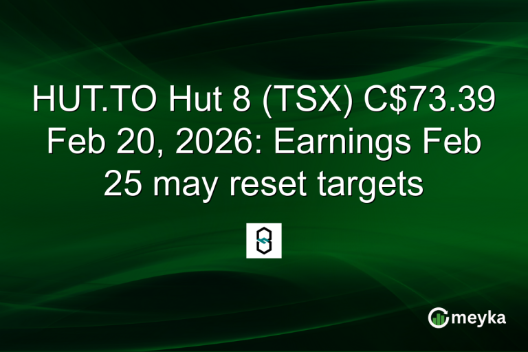 HUT.TO Hut 8 (TSX) C$73.39 Feb 20, 2026: Earnings Feb 25 may reset targets