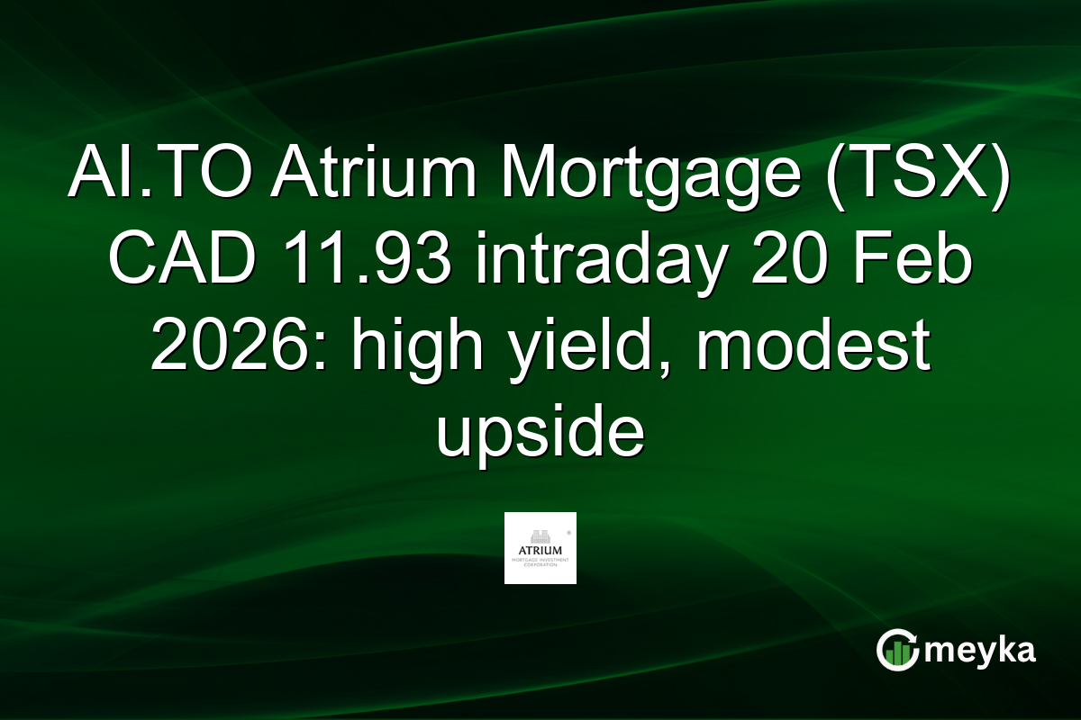 AI.TO Atrium Mortgage (TSX) CAD 11.93 intraday 20 Feb 2026: high yield, modest upside