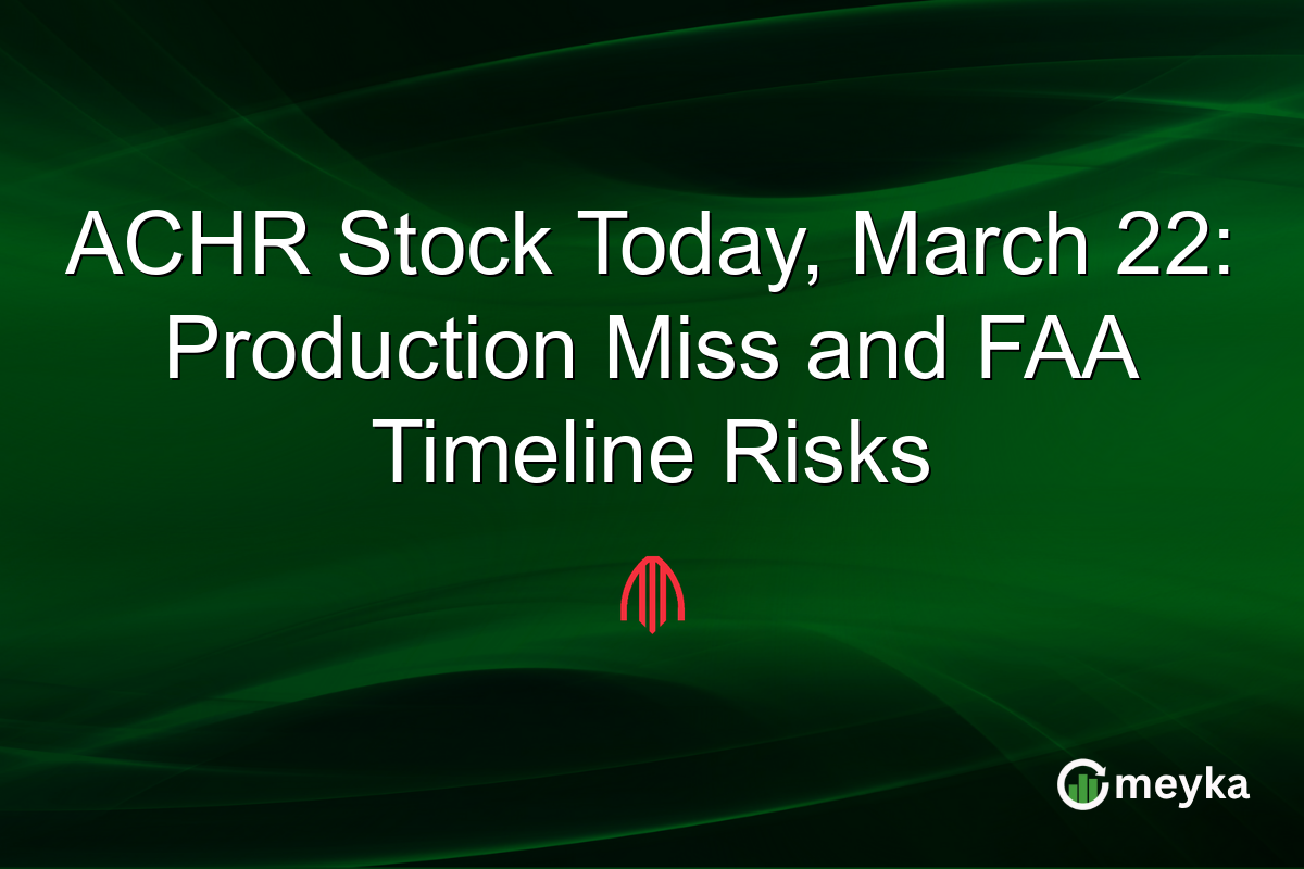 ACHR Stock Today, March 22: Production Miss and FAA Timeline Risks