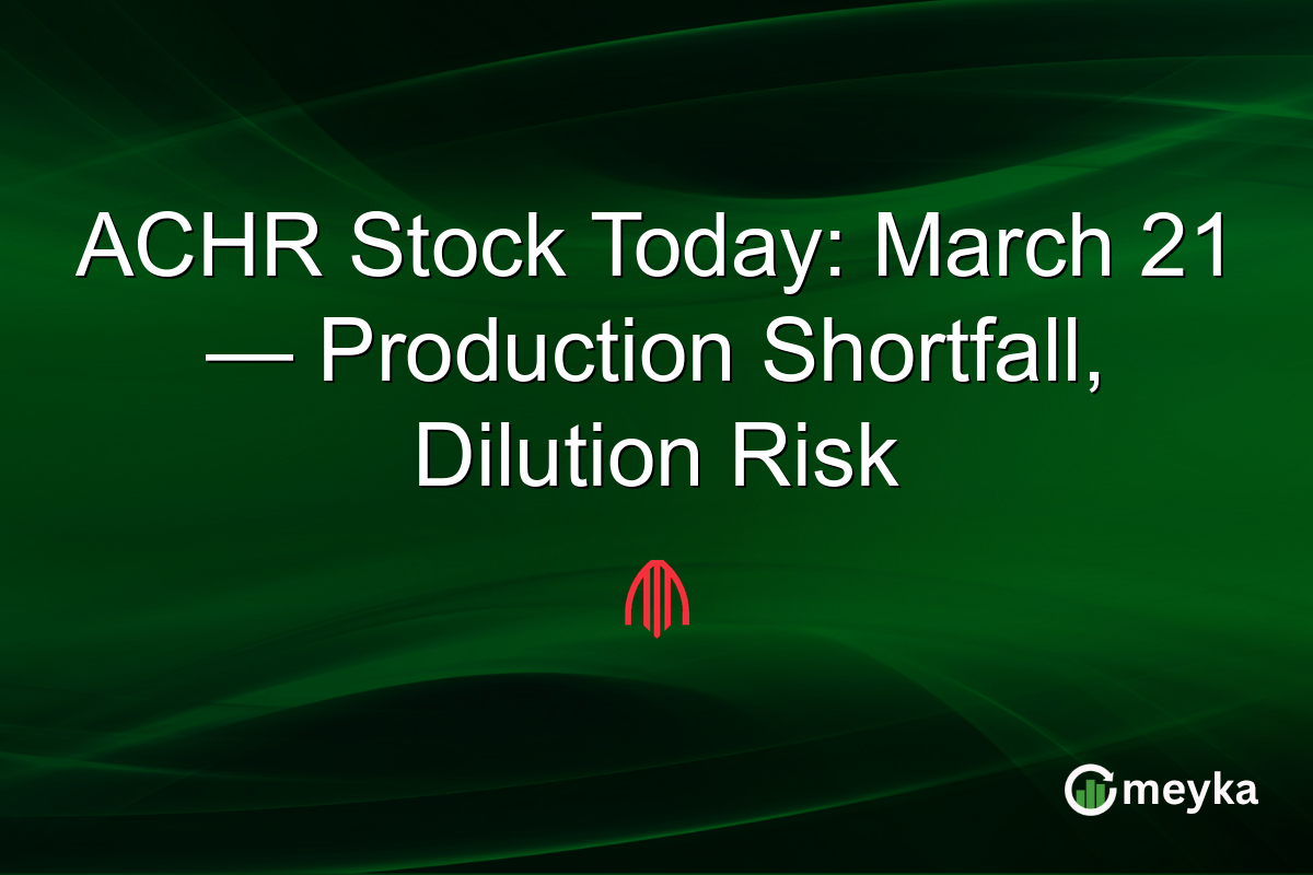 ACHR Stock Today: March 21 — Production Shortfall, Dilution Risk
