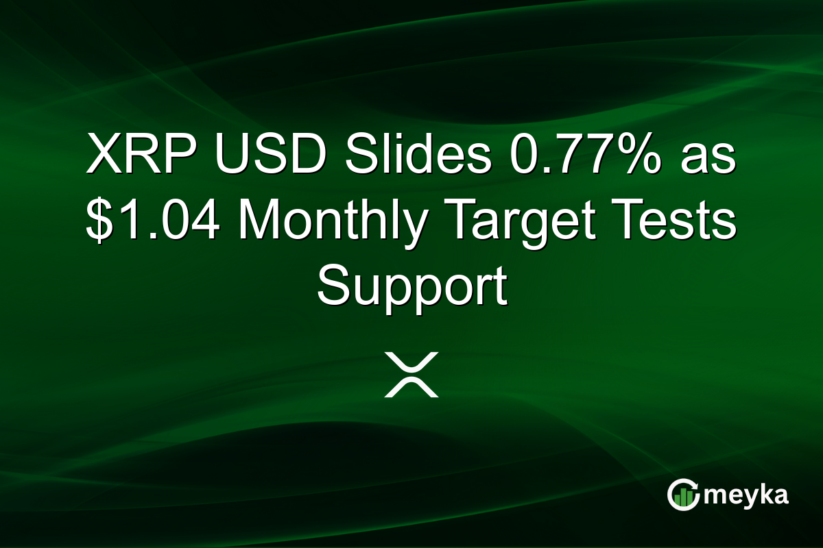 XRP USD Slides 0.77% as $1.04 Monthly Target Tests Support