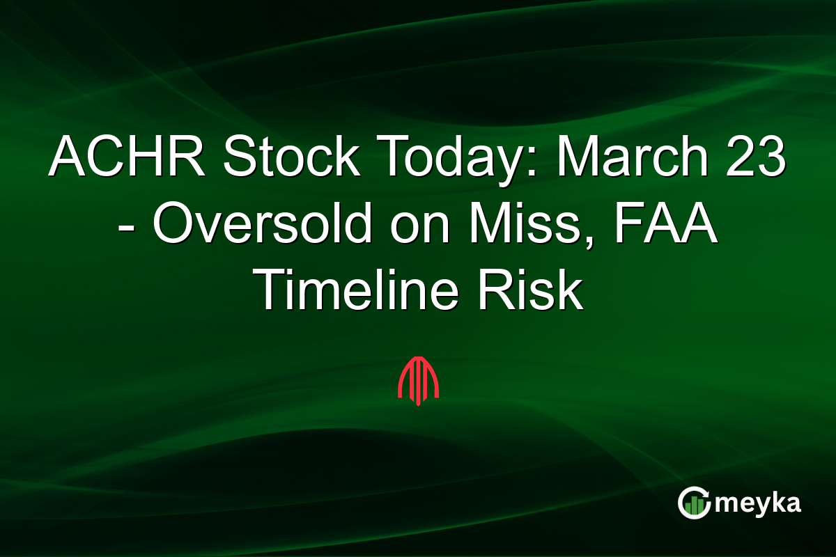 ACHR Stock Today: March 23 - Oversold on Miss, FAA Timeline Risk