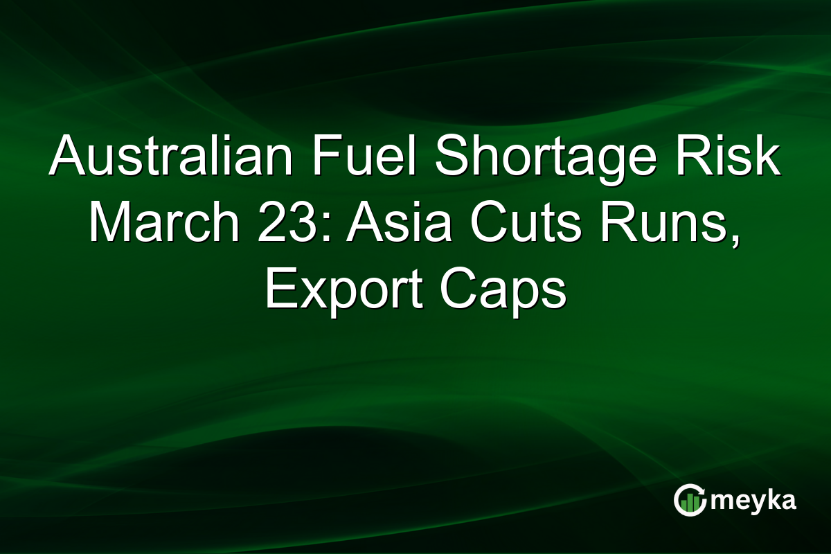 Australian Fuel Shortage Risk March 23: Asia Cuts Runs, Export Caps