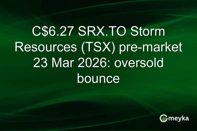 C$6.27 SRX.TO Storm Resources (TSX) pre-market 23 Mar 2026: oversold bounce