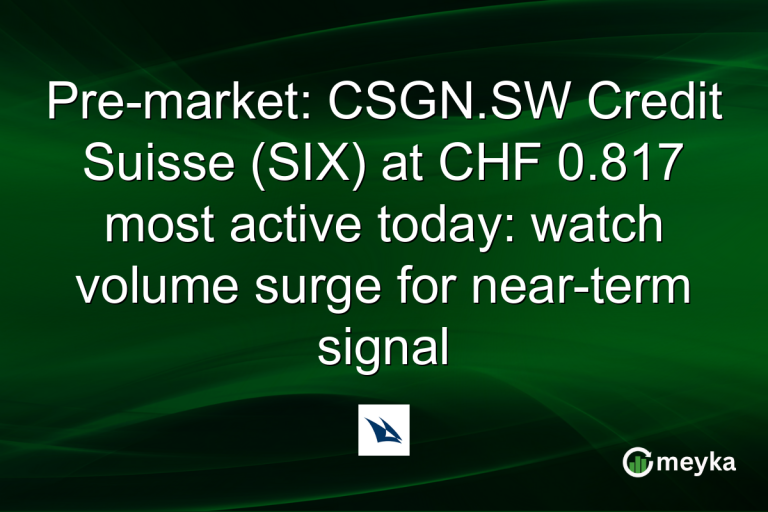 Pre-market: CSGN.SW Credit Suisse (SIX) at CHF 0.817 most active today: watch volume surge for near-term signal
