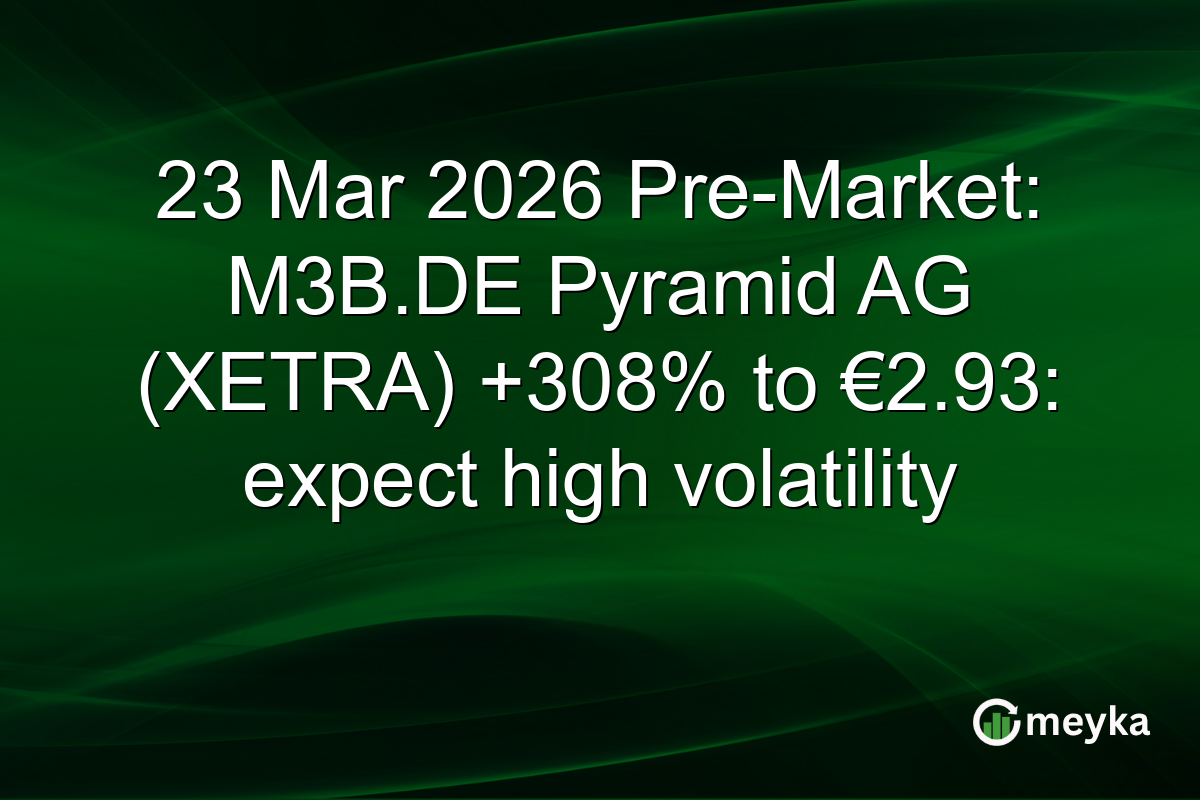 23 Mar 2026 Pre-Market: M3B.DE Pyramid AG (XETRA) +308% to €2.93: expect high volatility