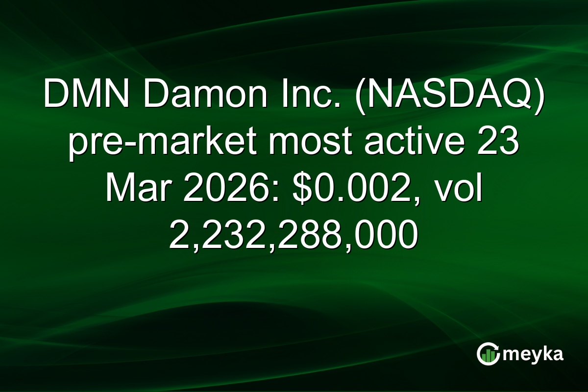 DMN Damon Inc. (NASDAQ) pre-market most active 23 Mar 2026: $0.002, vol 2,232,288,000