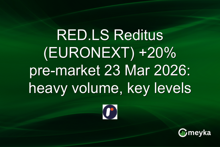 RED.LS Reditus (EURONEXT) +20% pre-market 23 Mar 2026: heavy volume, key levels