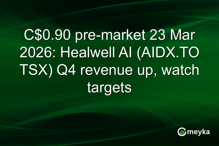 C$0.90 pre-market 23 Mar 2026: Healwell AI (AIDX.TO TSX) Q4 revenue up, watch targets