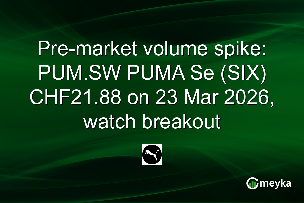 Pre-market volume spike: PUM.SW PUMA Se (SIX) CHF21.88 on 23 Mar 2026, watch breakout