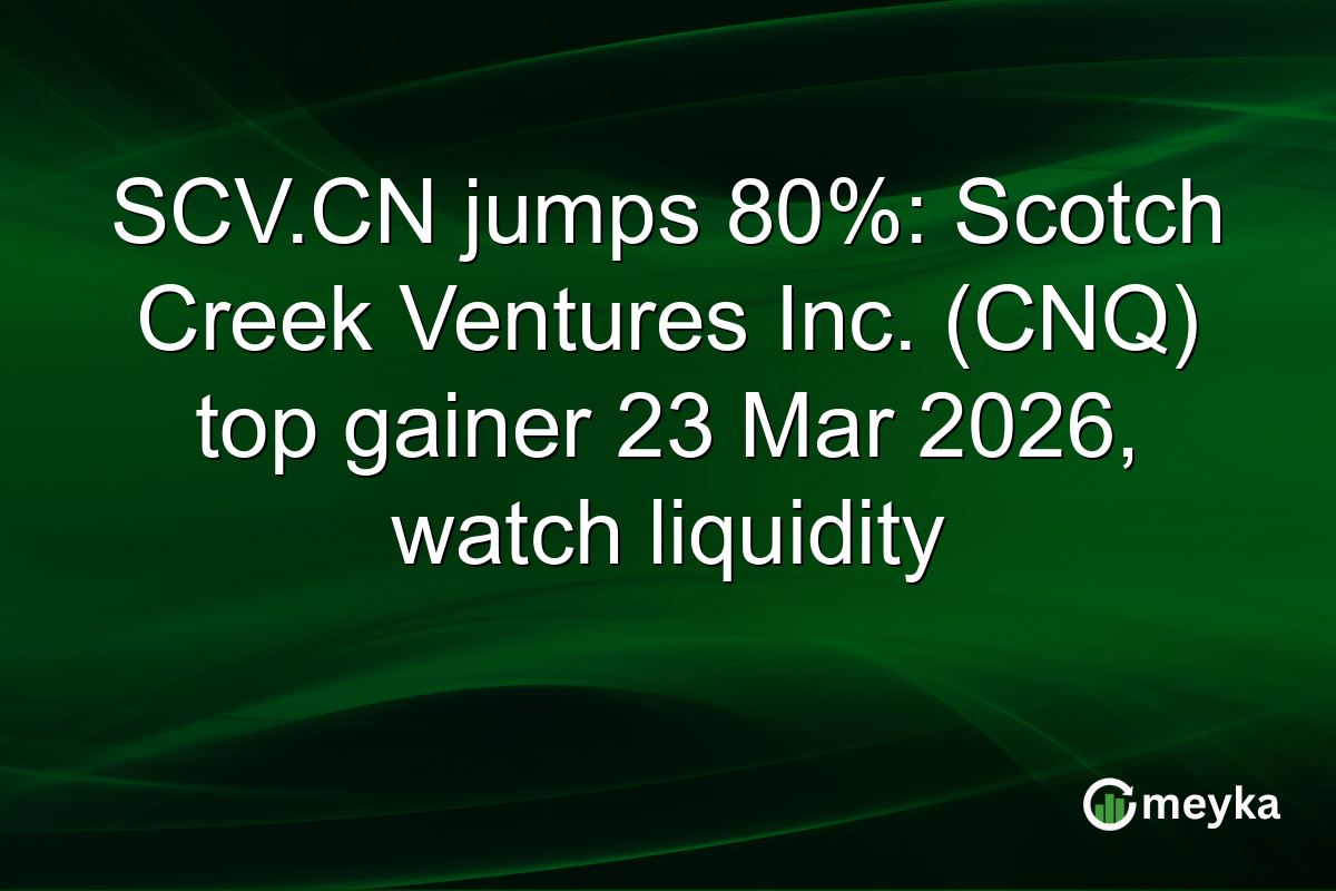 SCV.CN jumps 80%: Scotch Creek Ventures Inc. (CNQ) top gainer 23 Mar 2026, watch liquidity