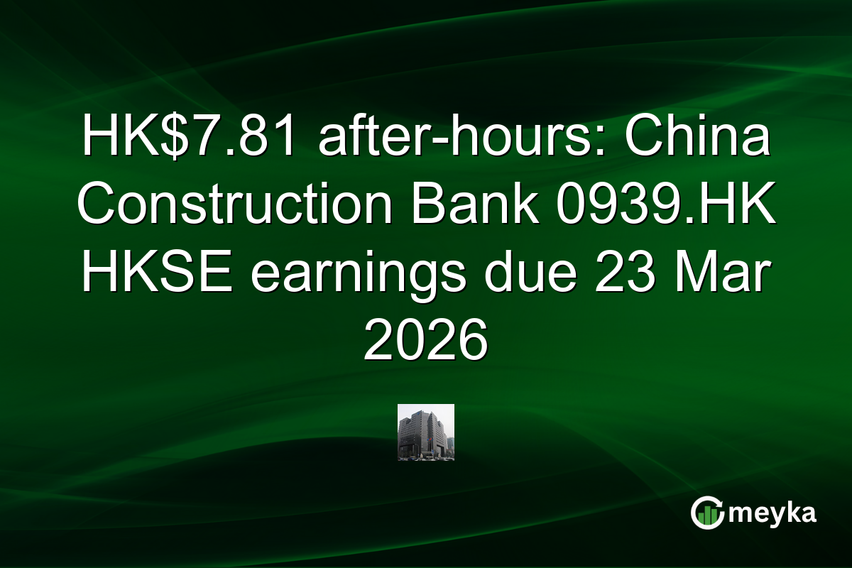 HK$7.81 after-hours: China Construction Bank 0939.HK HKSE earnings due 23 Mar 2026