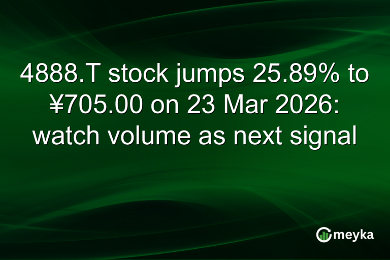 4888.T stock jumps 25.89% to ¥705.00 on 23 Mar 2026: watch volume as next signal
