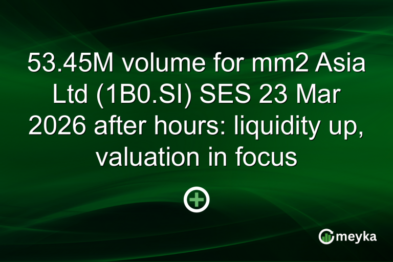 53.45M volume for mm2 Asia Ltd (1B0.SI) SES 23 Mar 2026 after hours: liquidity up, valuation in focus
