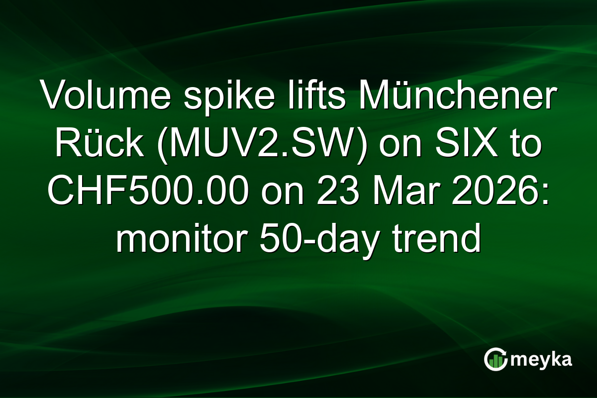 Volume spike lifts Münchener Rück (MUV2.SW) on SIX to CHF500.00 on 23 Mar 2026: monitor 50-day trend