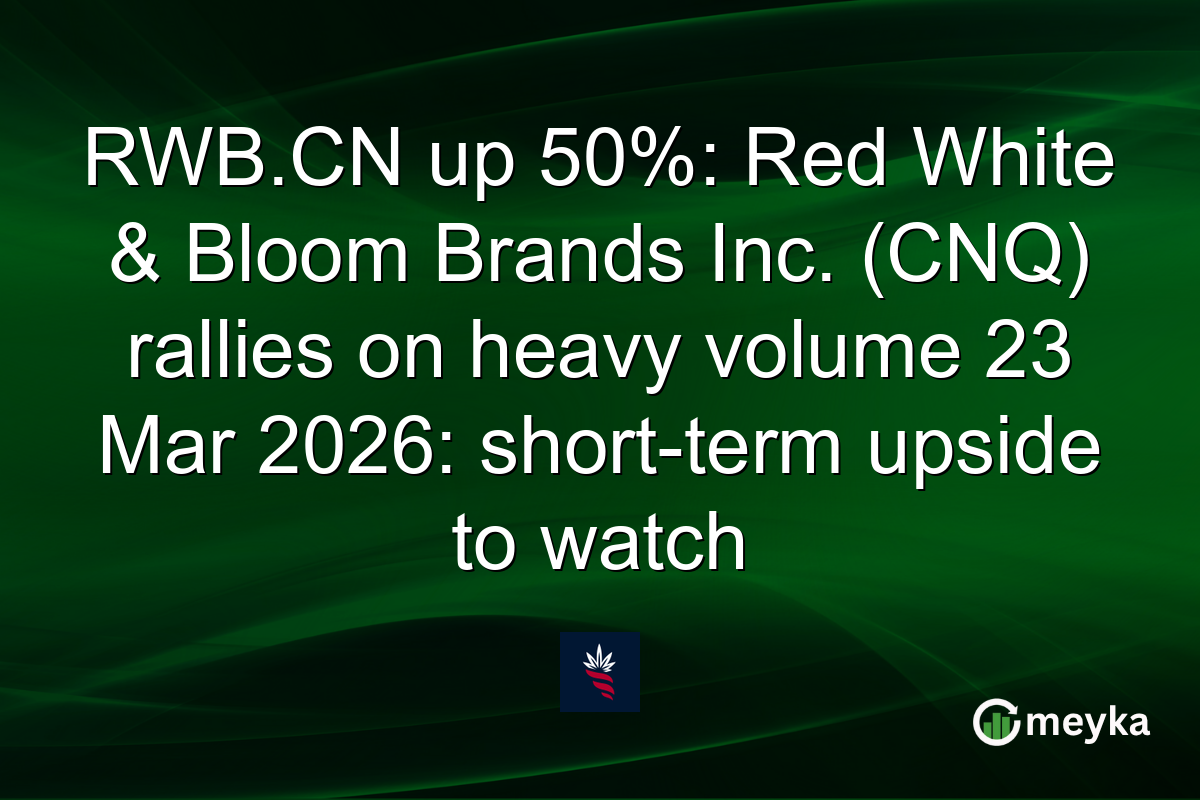 RWB.CN up 50%: Red White & Bloom Brands Inc. (CNQ) rallies on heavy volume 23 Mar 2026: short-term upside to watch