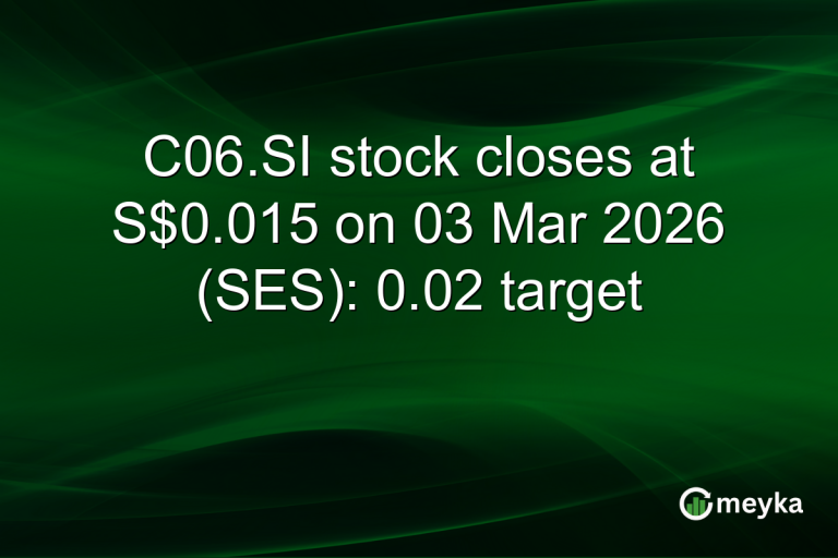 C06.SI stock closes at S$0.015 on 03 Mar 2026 (SES): 0.02 target