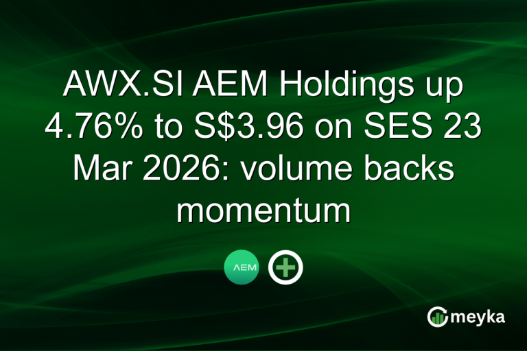 AWX.SI AEM Holdings up 4.76% to S$3.96 on SES 23 Mar 2026: volume backs momentum