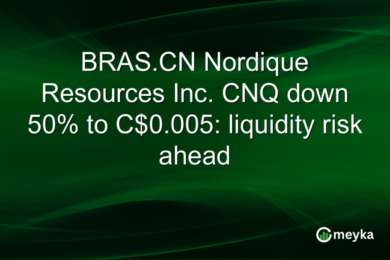 BRAS.CN Nordique Resources Inc. CNQ down 50% to C$0.005: liquidity risk ahead