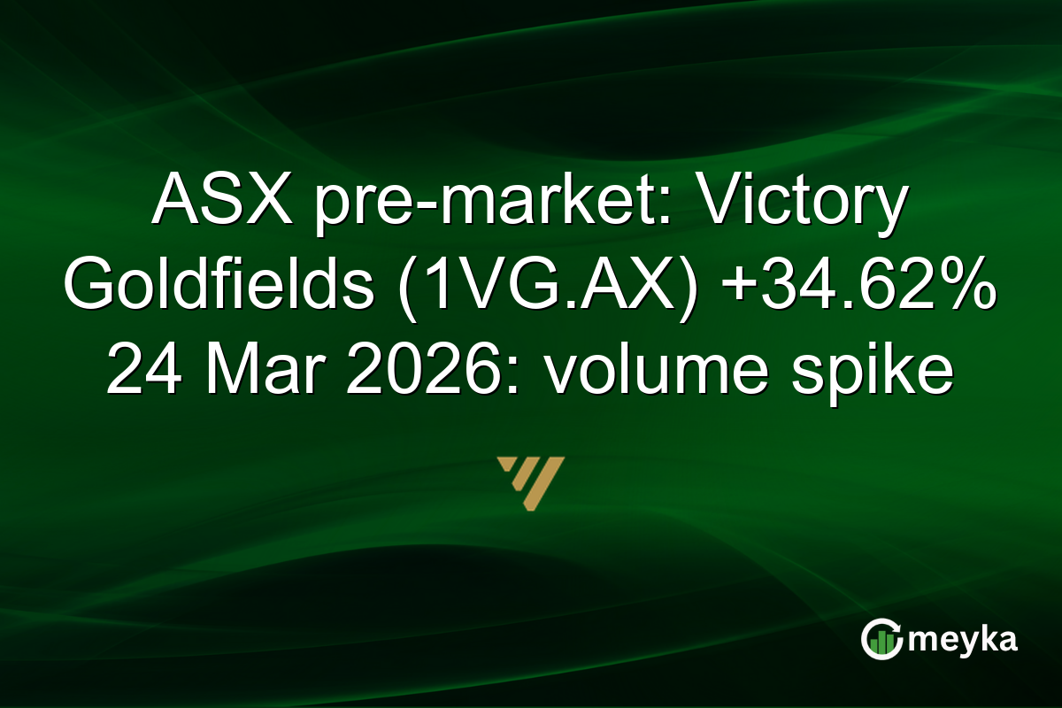 ASX pre-market: Victory Goldfields (1VG.AX) +34.62% 24 Mar 2026: volume spike