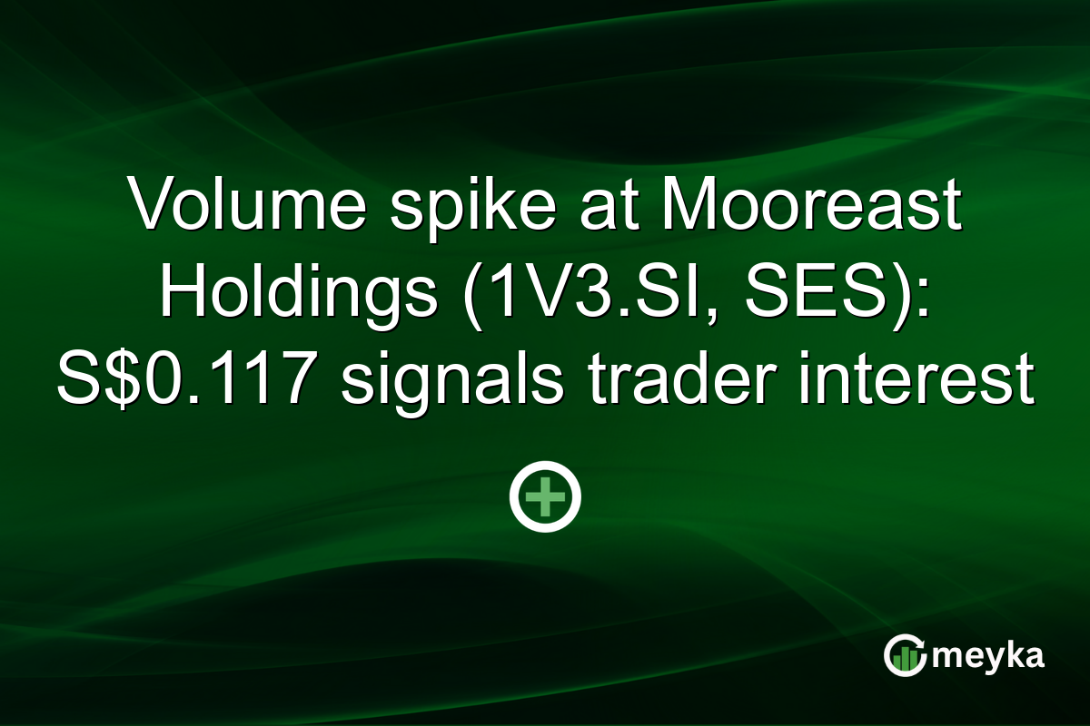 Volume spike at Mooreast Holdings (1V3.SI, SES): S$0.117 signals trader interest