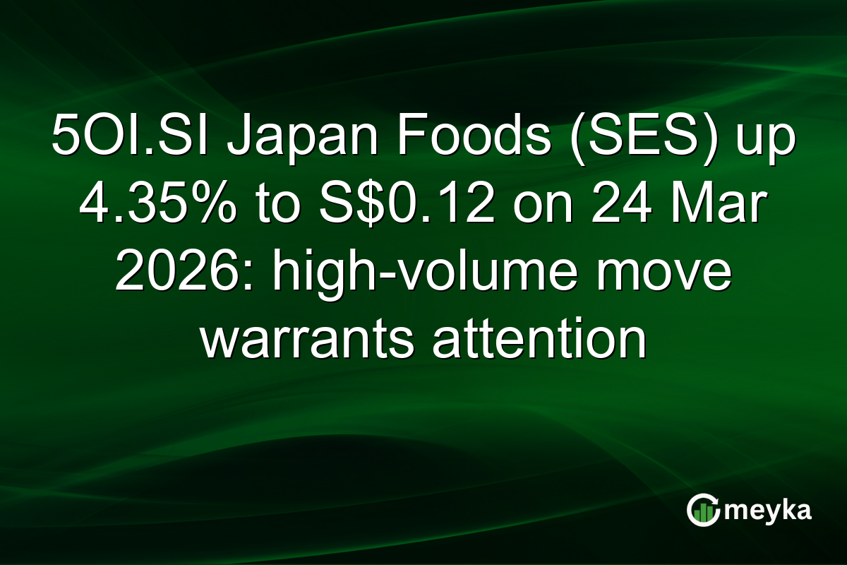 5OI.SI Japan Foods (SES) up 4.35% to S$0.12 on 24 Mar 2026: high-volume move warrants attention