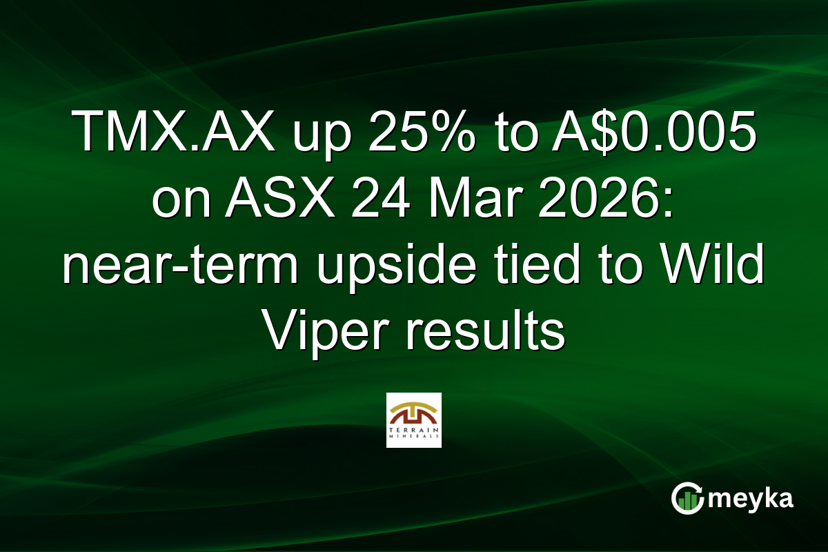 TMX.AX up 25% to A$0.005 on ASX 24 Mar 2026: near-term upside tied to Wild Viper results