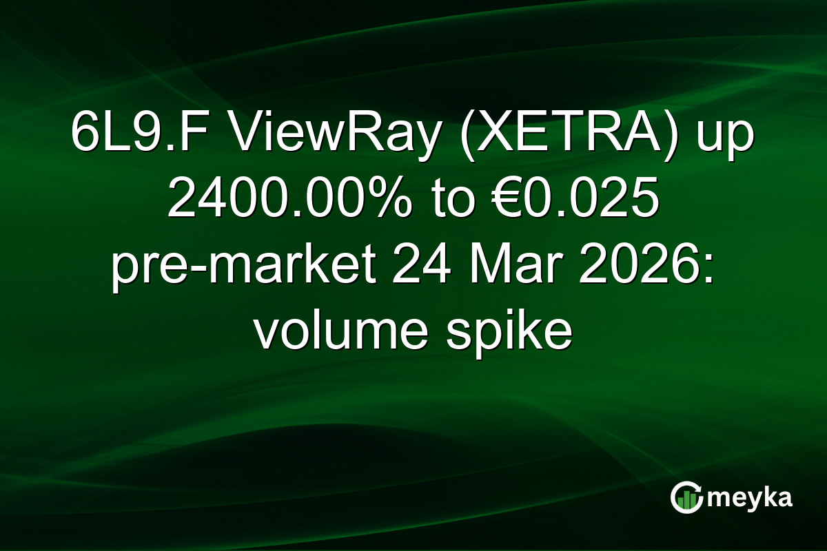 6L9.F ViewRay (XETRA) up 2400.00% to €0.025 pre-market 24 Mar 2026: volume spike