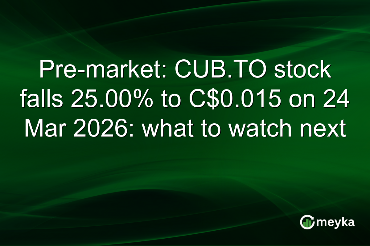 Pre-market: CUB.TO stock falls 25.00% to C$0.015 on 24 Mar 2026: what to watch next