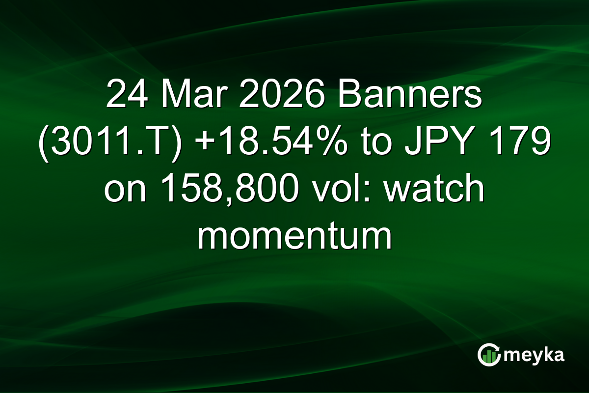 24 Mar 2026 Banners (3011.T) +18.54% to JPY 179 on 158,800 vol: watch momentum